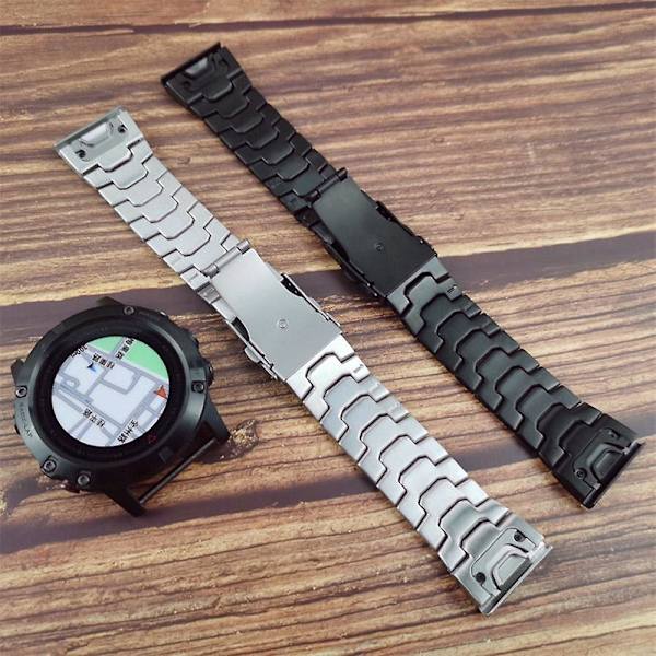26 mm metallarmband för Garmin Tactix 7 Pro/Fenix 7X/6X Pro ersättningsarmband med spänne