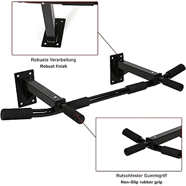 Väggmonterad Pull-up Bar med Tillbehör Dip Station för Styrketräning Hemmagym Vägg Stål Gym Bar Maximal Last 350 Kg