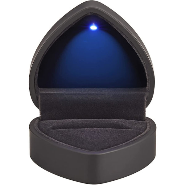 Hjerteformet Ring Gaveeske med LED-lys, Smykkeeske i fløyel med lys for øredobber, Smykkeutstillingsboks for bryllup, forlovelse, frieri