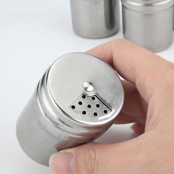 Salt-/socker-/krydd-/pepparkvarn i rostfritt stål med roterande lock