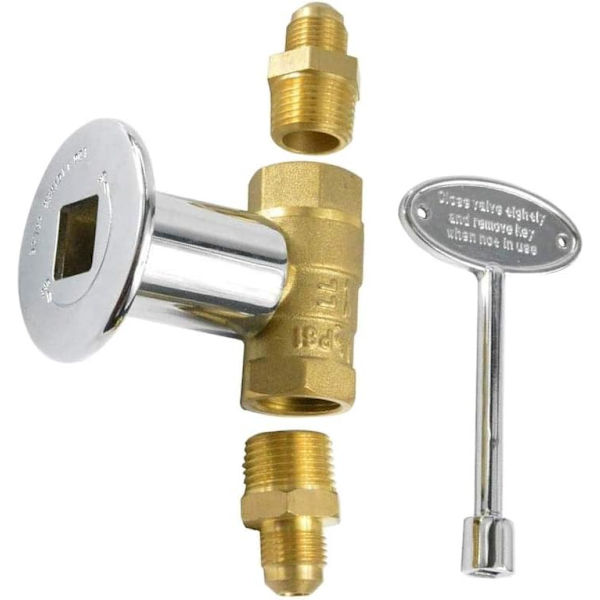 1/2-tommers Rett Kvartsving Stengeventilsett for NG LP Gasspeiser med Kromflensnøkkelventil med 3/8\" Flare-adaptere