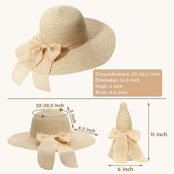Dame Strand Solhat i Strå: Store Sammenfoldelige & Pakbare Floppy Hatte til Kvinder Style 1
