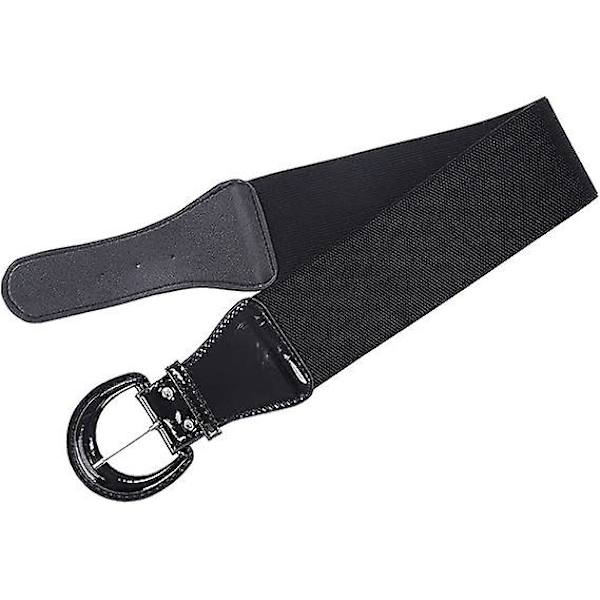 Svart Belte Dame Elastisk Skinnbelte 3 Hull Elegant For Kjoler Bluser