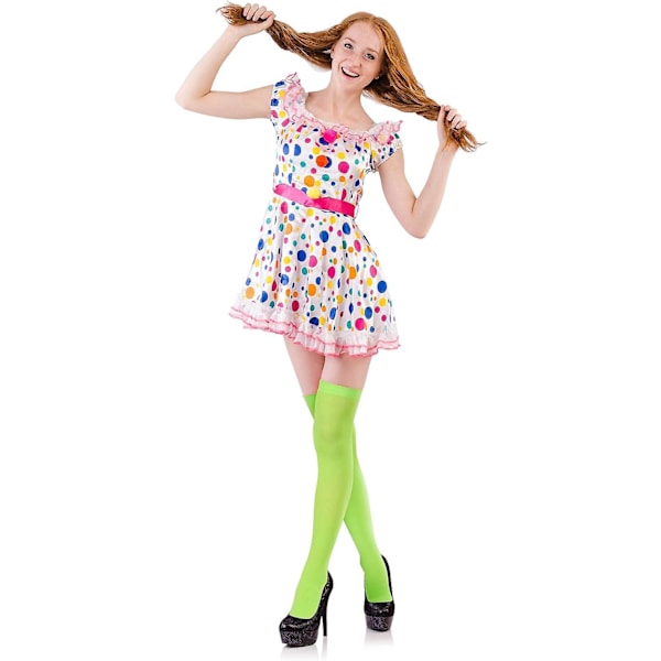 4 par silke lårhøye strømper for kvinner nylon sokker for kvinner Halloween Cosplay kostyme Light Red  Yellow M