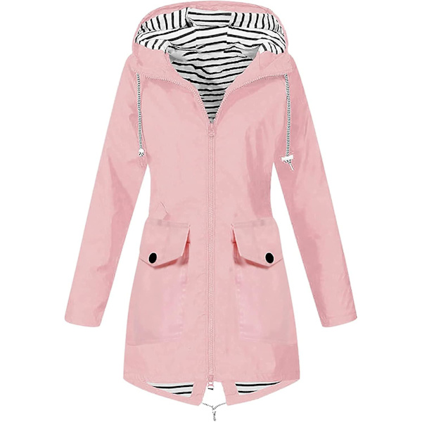 Damkappa Plus Size Solid Outdoor Sportkläder Med Huva Dam Solid Regnjacka Kappa Vinter 8-18 Navy Blue XL