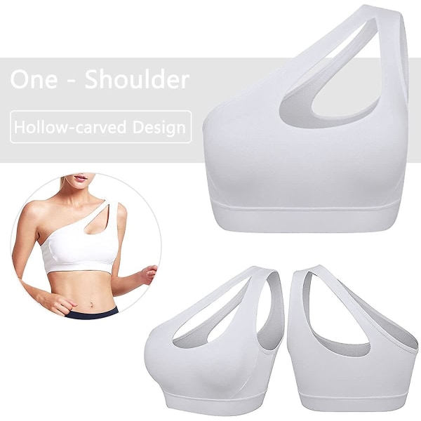 Womens One Shoulder Sports BH med avtagbara kuddar Medium Support Fitness Workout Running Yoga BH