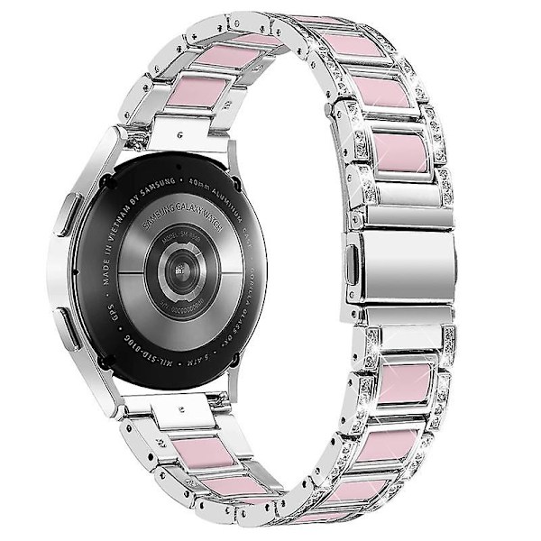 Urrem i rustfrit stål og resin til Huawei Watch GT 2 42mm/Watch 2/Honor Magic Watch 2 42mm Sliver Pink