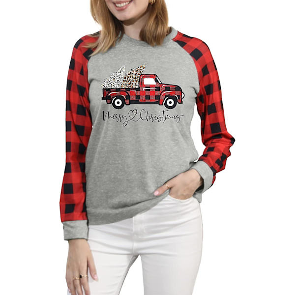 Merry Christmas Sweatshirt til Kvinder - Langærmet Juleprint Top M