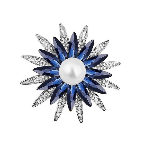 Kristallgeometri Blomma Brosch Pins Med Simulerad Pearl Bukett Smycken Tillbehör För Kvinnor