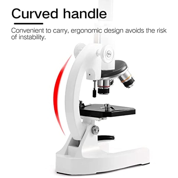 Barnmikroskop Hancaner Mikroskopset 64x-2400x Mikroskop Grundskolebarn Vetenskap Experimentell Biologi Undervisningsmikroskop Med Ljus