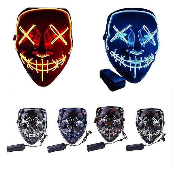 Lysende LED Maske Halloween Clubbing Lysende LED Maske Kostume Rave Party GREEN B