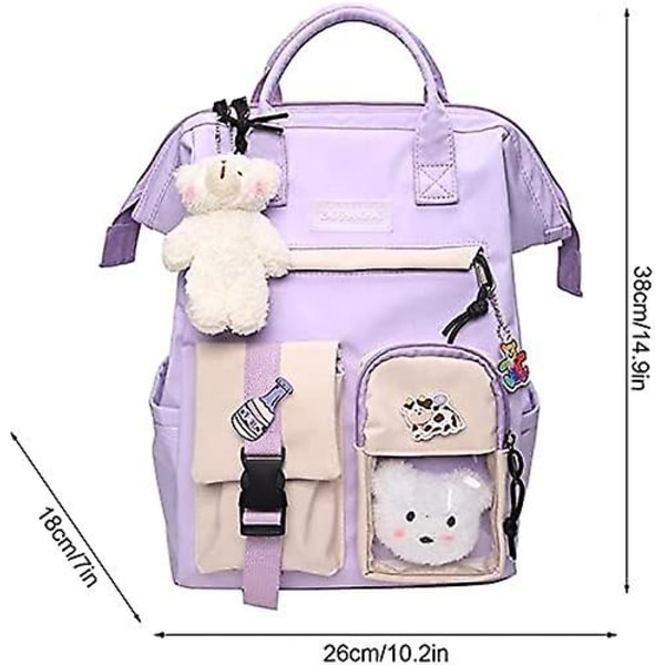 Kawaii Ryggsekk Med Kawaii Pins Og Tilbehør Søt Kawaii Ryggsekk Japansk Skoleveske Jk Anime Skulderveske Japansk Stil Skolehåndvesker For Cosp Purple