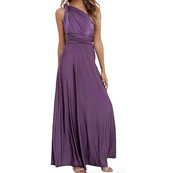 Nya Chiffong Brudtärnklänningar Balklänning Bröllop Ruched Formell festklänning för kvinnor Purple S