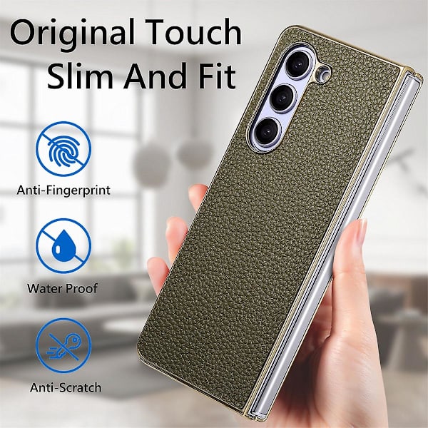 Z Fold 5 Fodral, PU Läder & Plätering PC Stötsäkert Fodral Kompatibel Samsung Galaxy Z Fold 5 Med Skärmskydd Pink For Galaxy Z Fold 5
