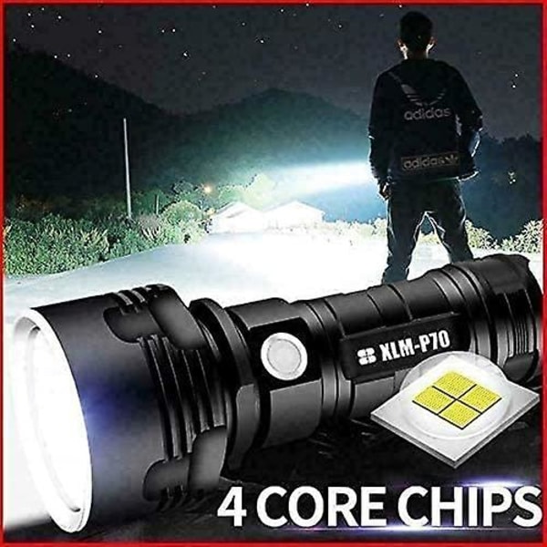Fackla, 30 000-100 000 lumen hög effekt LED ultra ljusstark vattentät, mest kraftfulla Xlm-p70 50w 3-läge (enkel batteri, 50w-p70) [energiklass A+++]