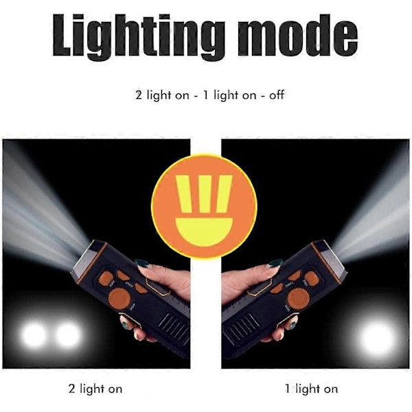 Mnsun Nödradio FM-radio med Uppladdningsbart Batteri Handvev Ficklampa med Vevradio och 3 LED-lampor Radioalarm för Resor Bärbar Camping