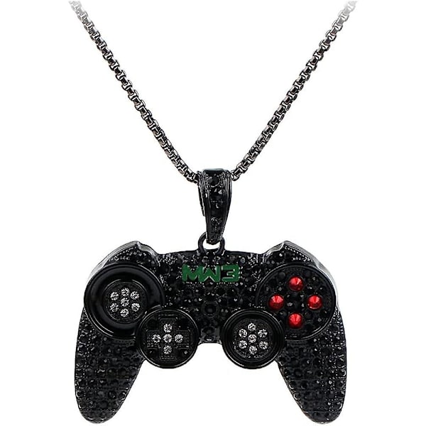 Halsband Färgglada Kristall Spelkontroll Halsband Punk Hip Hop Vänskap Halsband Spelkonsol Halsband För Son/barnbarn Bästa Vänner Black
