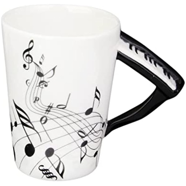 Kreativ pianohandtag svart notmönster muggkopp julklappar