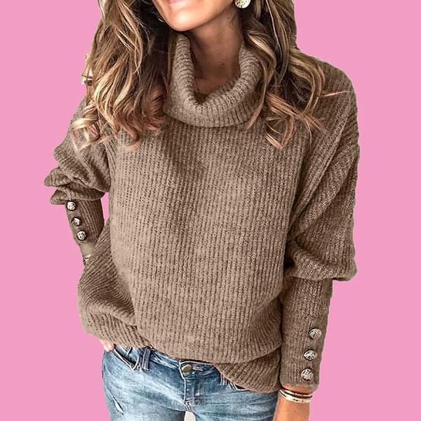 Salg på dame skjorter og bluser. Dame turtleneck strikket genser lang