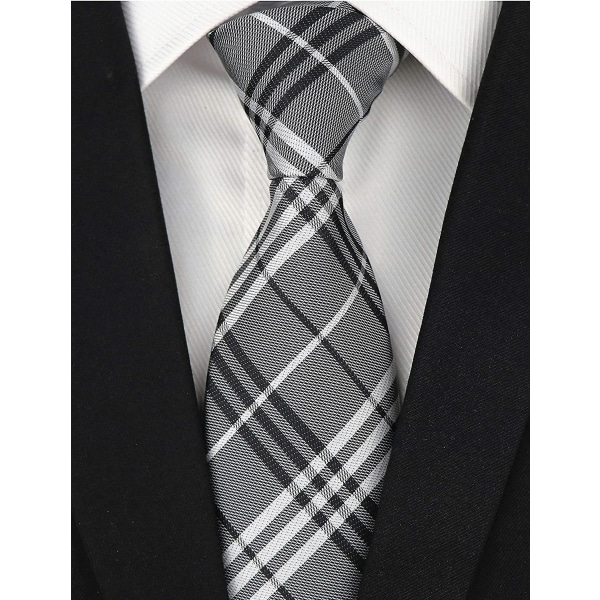 Gingham ternet stribet slips til mænd, mønstret, formelt business-designerslips 8 cm