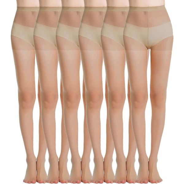 Kvinnors vardagliga energi 6-pack svart naken silke genomskinlig mjuk strumpbyxor 20 denier Natural Nude XL