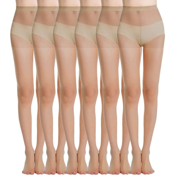 Women's Everyday Energy 6-pack Black Nude Silk Sheer Soft Tights 20 Denier Natural Nude S