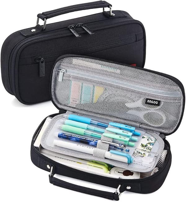 Pencilveske med stor kapasitet Black
