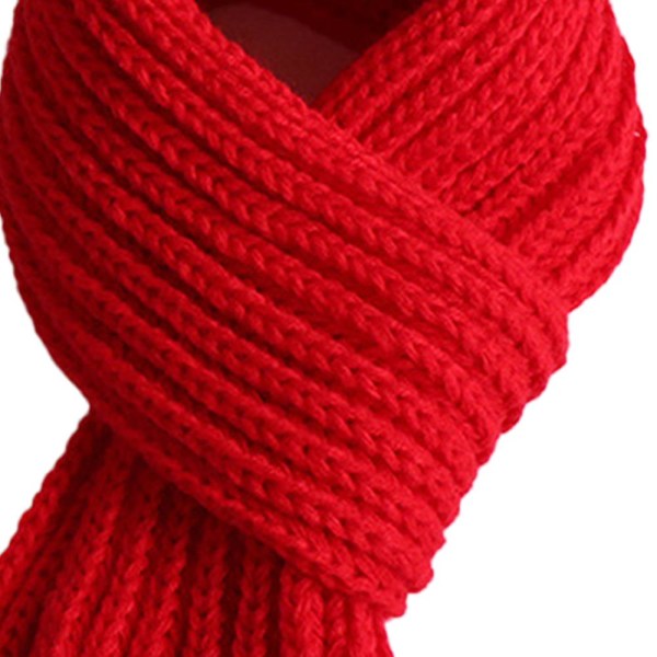 Barn Halsduk Vinter Stickad Varmt Halsdukar Halsvärmare Stickad Barn Scarf red