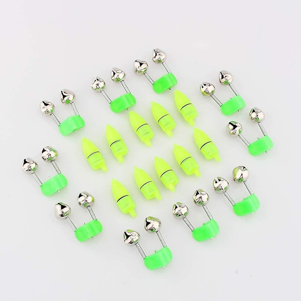 10x LED-nattfiskespöbettlarm, fiskeklockor med lampor, fiskebettlarm, nattfisketillbehör LED-ljusspöspetsfiskring Bi