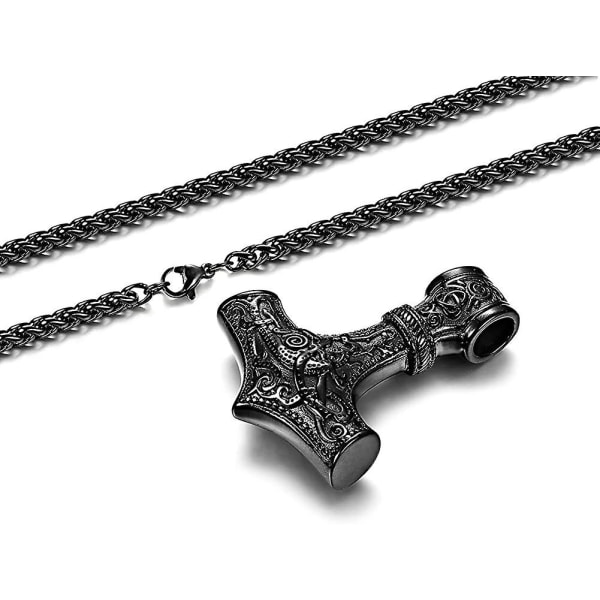 Halsband Thors hammare i rostfritt stål för män Viking Norse hänge