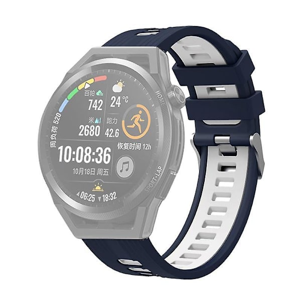 20mm Silikon Sportrem For Samsung Galaxy Watch6 40/44mm/Watch 4/5 40/44mm /5 Pro 45mm Dobbelt Farge Midnight Blue  White