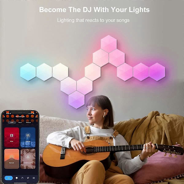LED Hexagon Væglampe Smart Modulær RGBIC Honeycomb Lampe med APP Fjernbetjening og Musik Synkronisering USB Drevet Hexagon Computer Gaming Lamper til Spil 3pcs