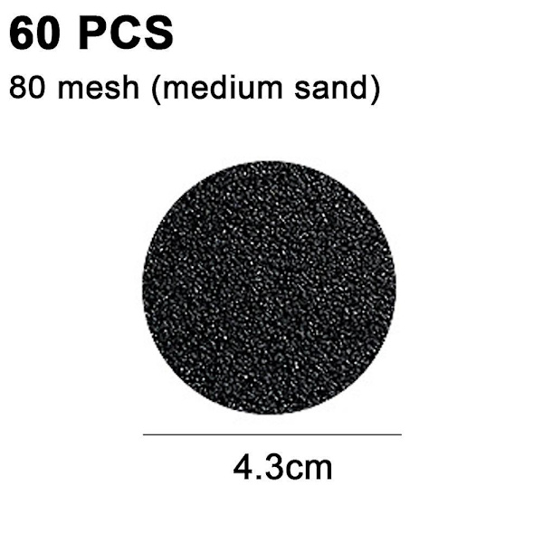 1 Laatikko (60 kpl) Vaihtohiekkapaperityynyjä Sähköiseen Jalkaraspiin Kovettumien Poistokoneeseen 80 mesh (medium sand)