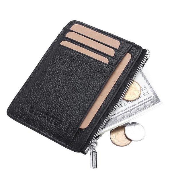 Läderplånbok Kreditkort Pengar RFID-skyddad ID-fickahållare Black