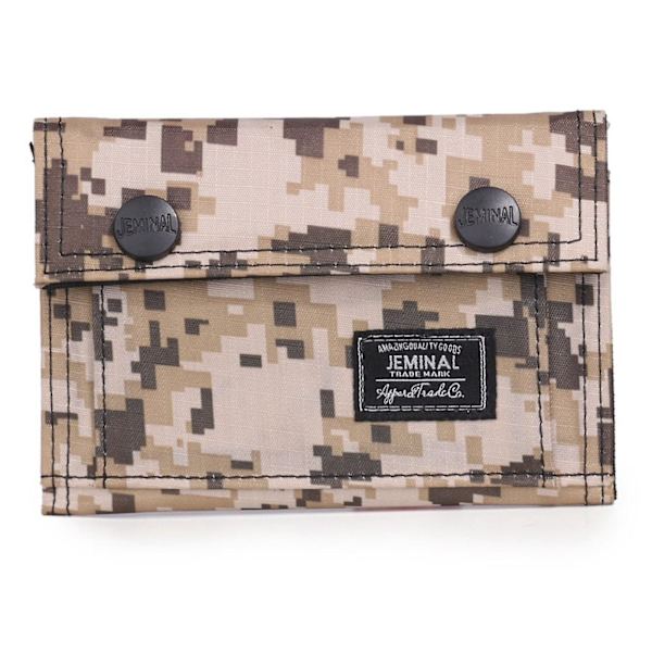 Casual Camouflage Bi-fold Purse Card Holder Snap Buttons Canvas Short Wallet