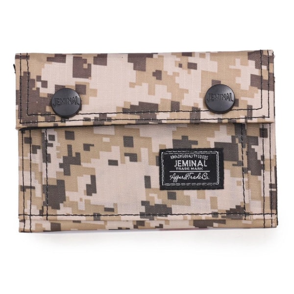 Uformell Kamuflasje Bi-fold Lommebok Kortholder Trykknapper Canvas Kort Lommebok