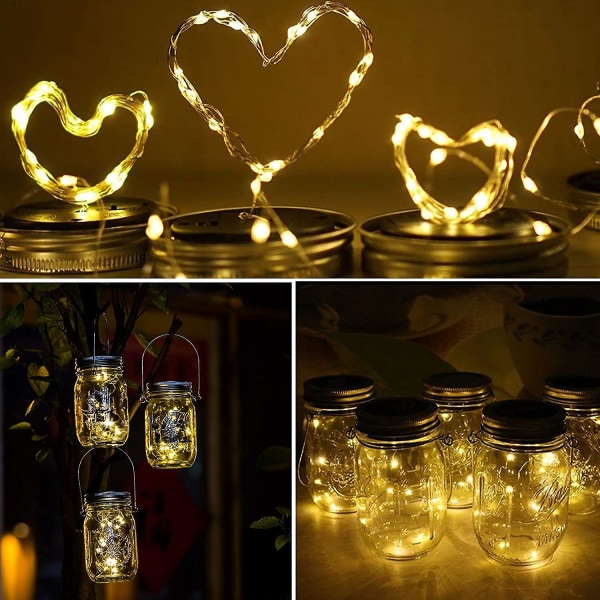 Solcellelys 12 Pakning 30 LED Utendørs Solcelle Firefly Lys, Solcelle Fairy String Lokk Lys, Vanntette Mason Solcellelys Med Henger For Vanlig Munn