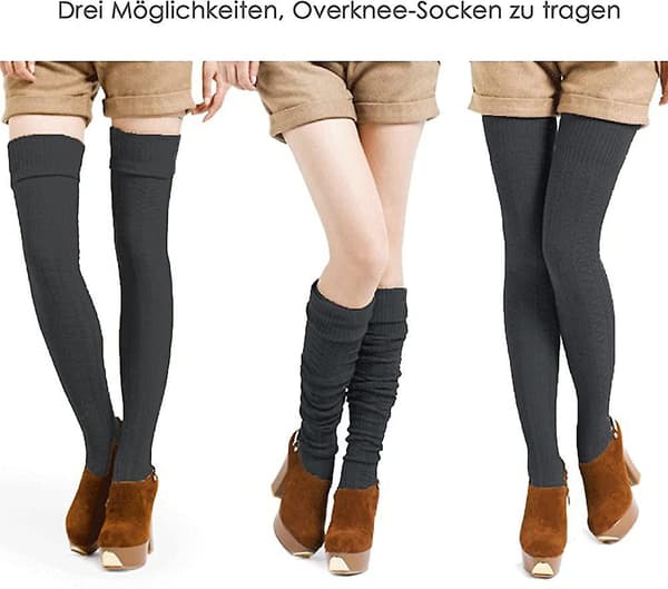 Strikkede knestrømper dame Overkneestrømper Overknestrømper Lårhøye strømper