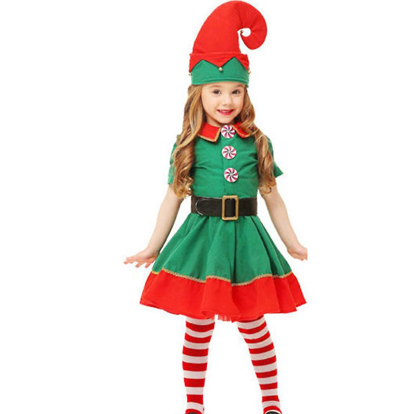 Kostymer Flickor Elf Kostym För Barn Jul Juldräkter Girls 100 cm