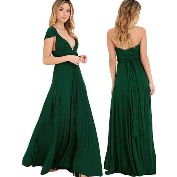 Nya Chiffong Brudtärnklänningar Balklänning Bröllop Ruched Formell festklänning för kvinnor Green M