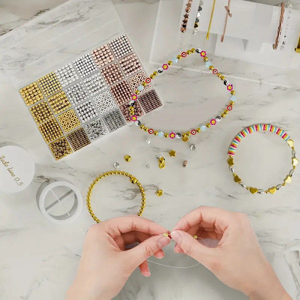 1740 st 8 stilar CCB-pärlor Pärldistanshållare Kit för DIY-smycken Armband