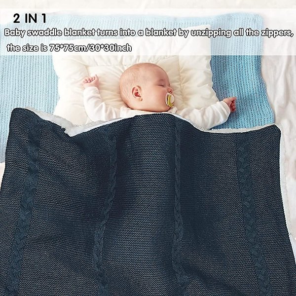 Baby Svøb Tæppe Wrap Strikket Sovepose Nyfødt Baby Tyk Fleece