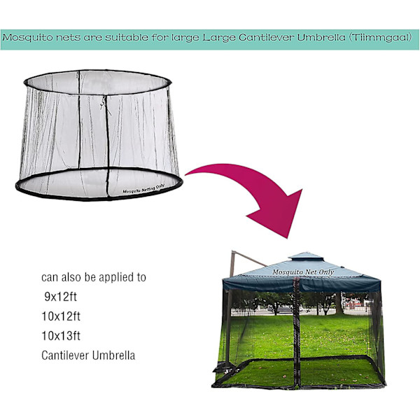 Myggnät för 15 fot dubbelsidigt uteplats paraply nät dubbla blixtlås vattenrör botten används och för uteplats Gazebo Pop Up Canopy10x10 utbytbart