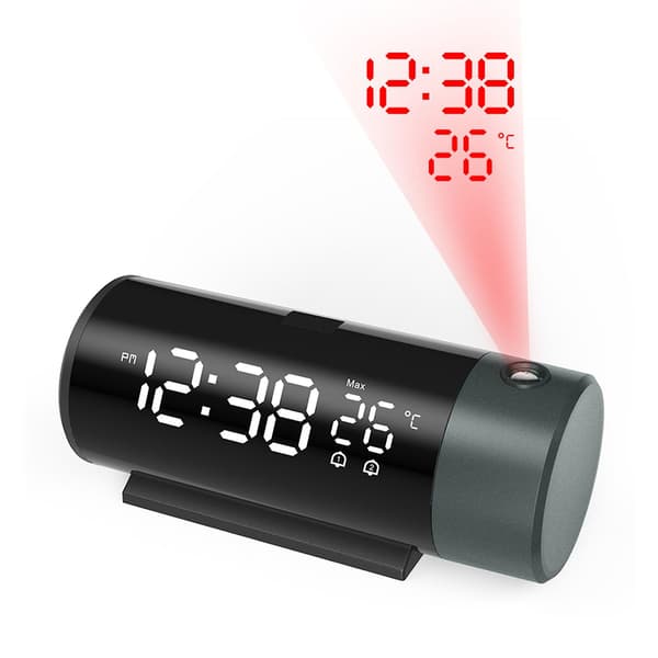 Projektionsvækkeur med drejelig projektor LED-display