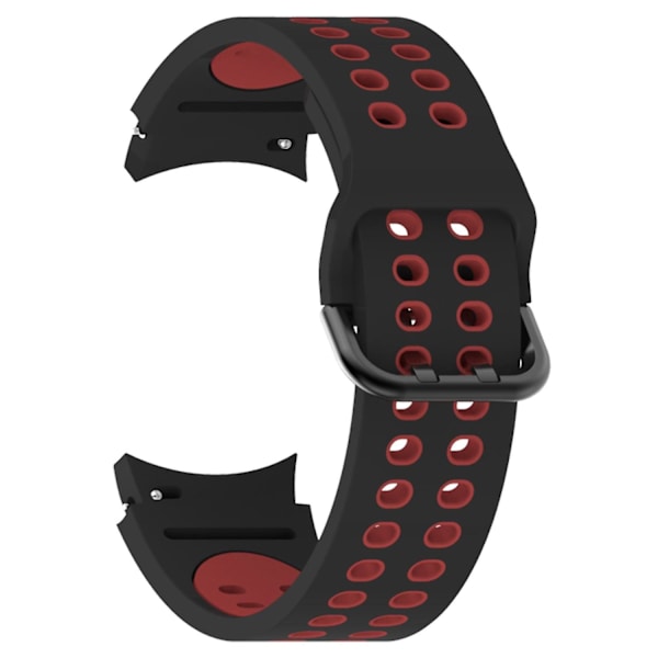 20mm silikoniranneke Samsung Galaxy Watch 5 40mm/44mm / 5 Pro 45mm -kelloon, kaksoisreikäsoljella Black   Red