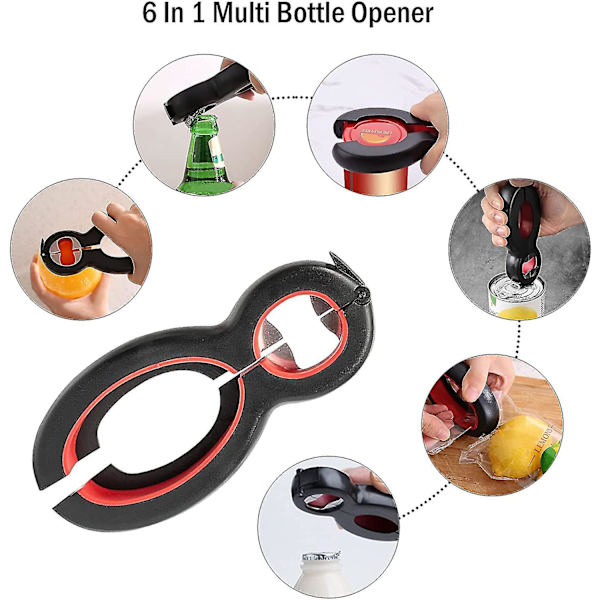 Krukkeåbner Flaskeåbner, ergonomisk Multifunktionelt Åbnersæt, passer til shape2