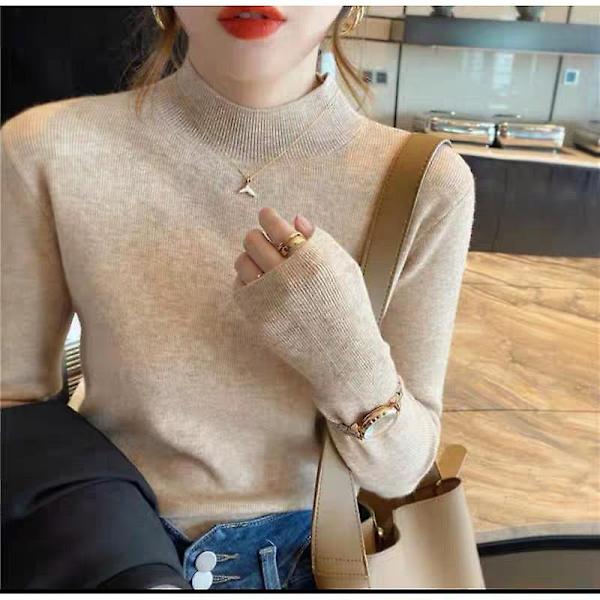 Dame halv turtleneck bundtrøje nyt vestlig stil indre beklædning elegant nålemode Big ground skin M