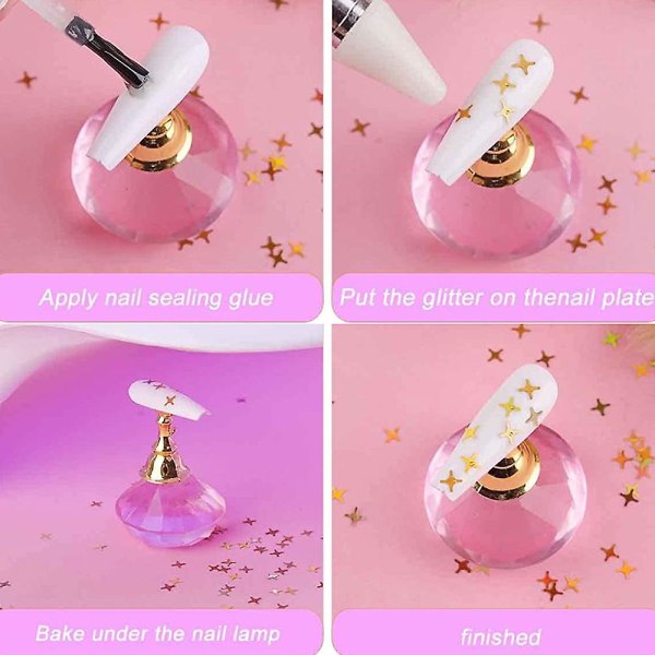 Neglekunst Hul Flash Sequin, 12-farvet Holografisk Flash Blandet Hjerteformet Valentinsdag Negle Decal Set1