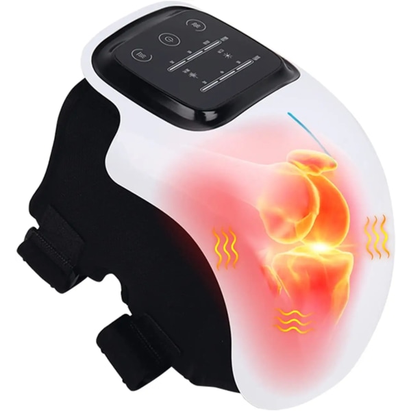 Knämassageapparat med värme och knådning för smärtlindring Infraröd Vibrationsfysioterapi av knä för kramper och leder LED-display