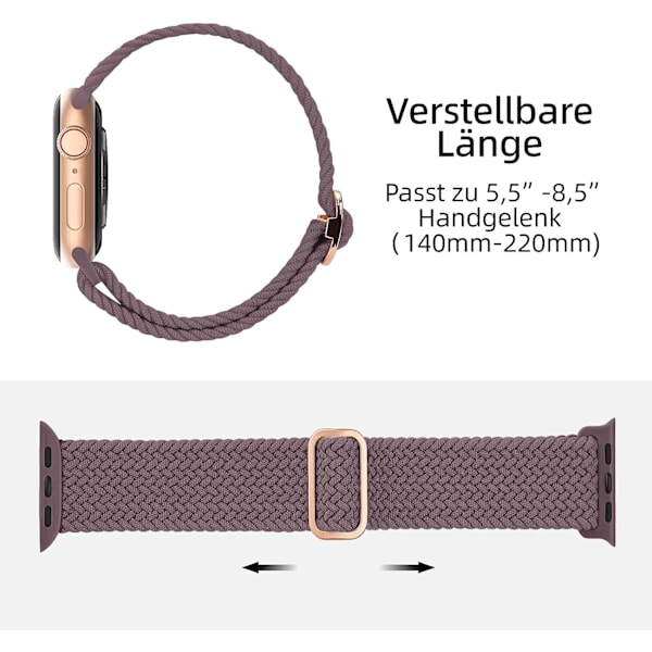 Flätat armband kompatibelt med Apple Watch 38 mm 40 mm 41 mm, elastisk solo loop nylonarmband för Apple Watch Series 8/7/6/SE/5/4/3/2/1/SE purple Pink 38 mm 40 mm 41 mm